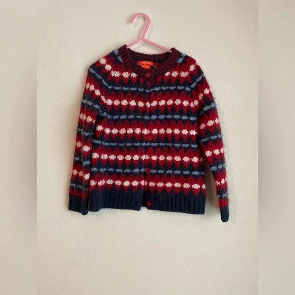 Joe Fresh toddler girls button down red and blue sweater size 4 - Picture 1 of 5